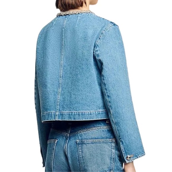Sandro Erzelia Denim Rhinestone Jacket - Picture 3 of 6